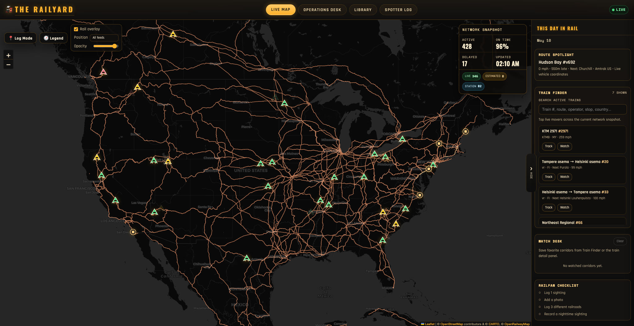 The Rail Yard live operations map screenshot